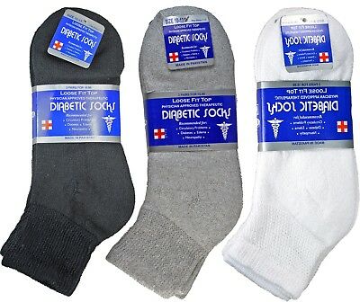 3-12 Pairs Diabetic Ankle Quarter Crew Socks Health Cotton Men Women Circulatory