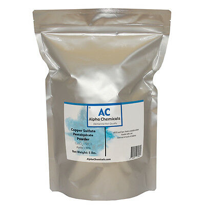 5 Pounds - Copper Sulfate Pentahydrate Powder - 99% Pure